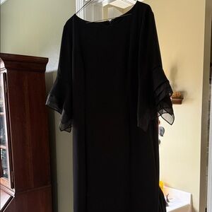 Adrianna Papell Black Dress with Ruffled Sleeves